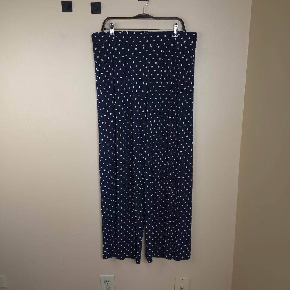 Torrid Blue Polka Dot Studio Knit Pull-on Elastic Waist Wide Leg Pant Size 2X